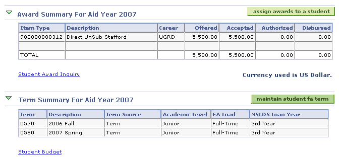 Financial Aid page (2 of 2)