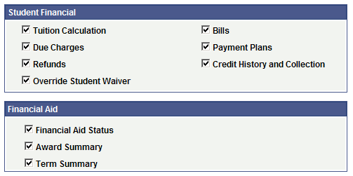 Student Services Center Setup page (2 of 2)