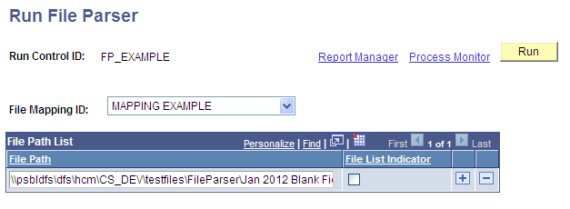 Run File Parser page