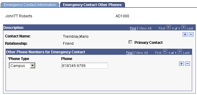 Emergency Contact Other Phones page