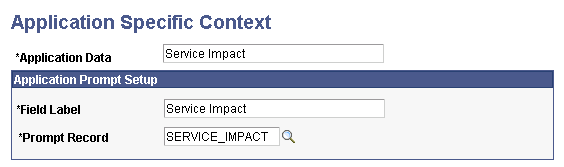 Application Specific Context page