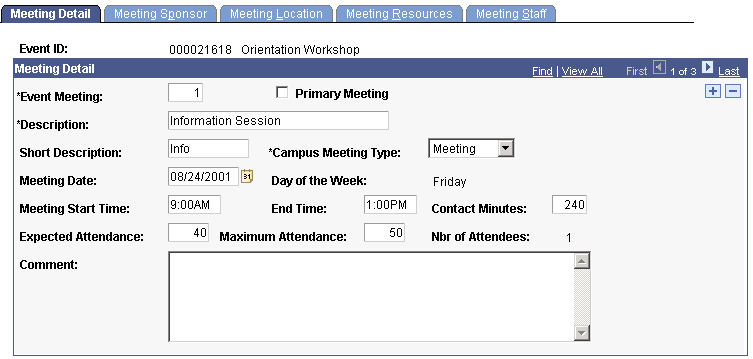 Meeting Detail page