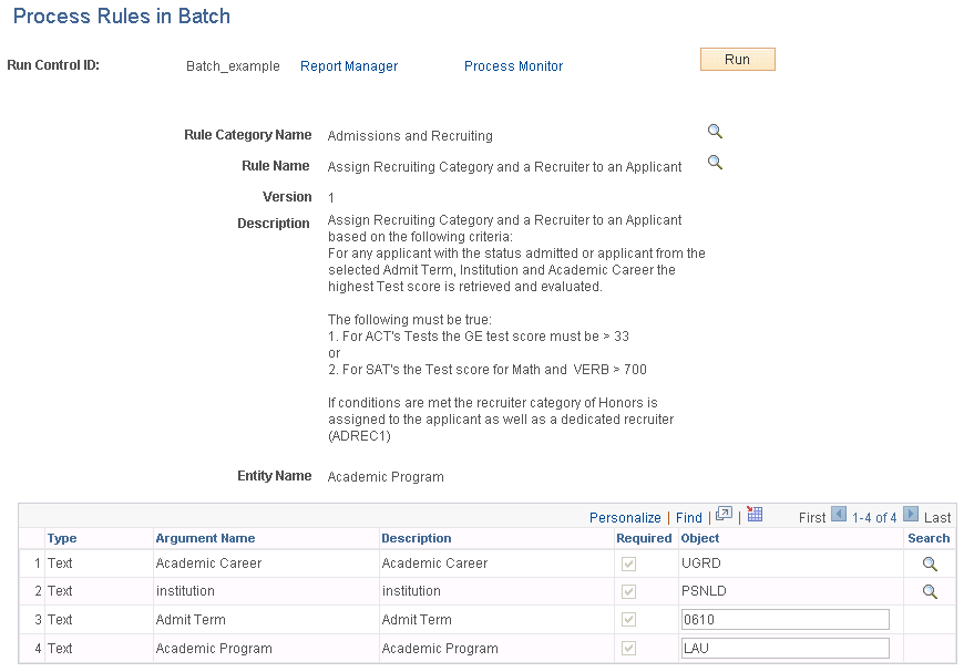 Process Rules in Batch page