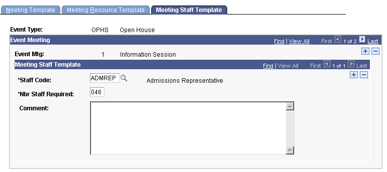 Meeting Staff Template page