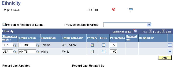 Ethnicity page