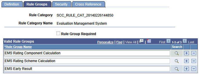Rule Category - Rule Groups page: Evaluation Management System