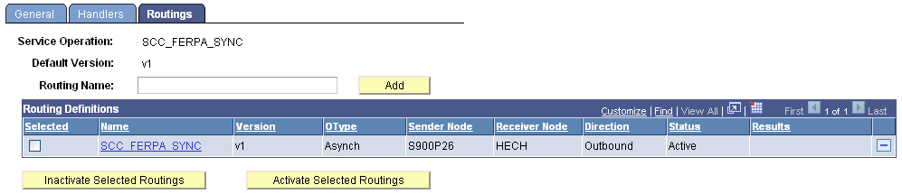 Routings page (FERPA)
