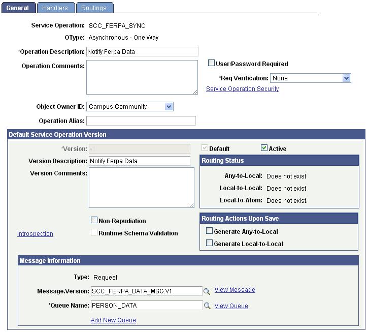 General page: outbound service (FERPA)