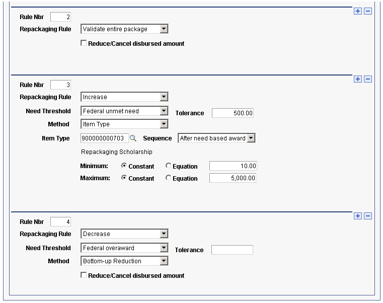 Example of a multiple-rule Repackaging Plan page (2 of 2)