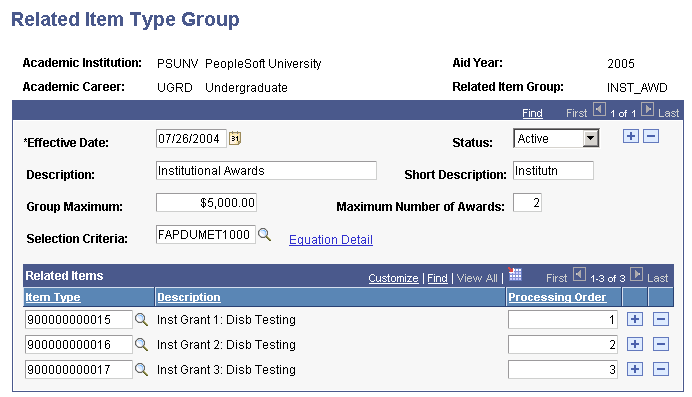 Related Item Type Group page