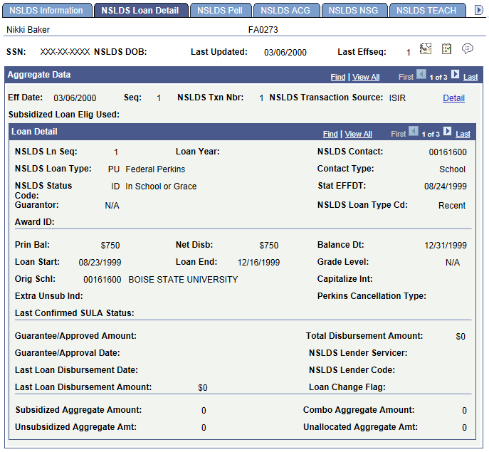 NSLDS Loan Detail page