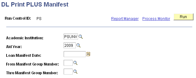 DL Print PLUS Manifest page