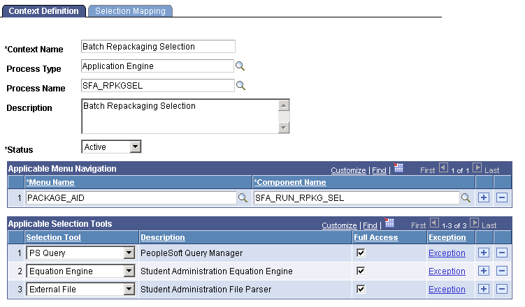 Context Definition page