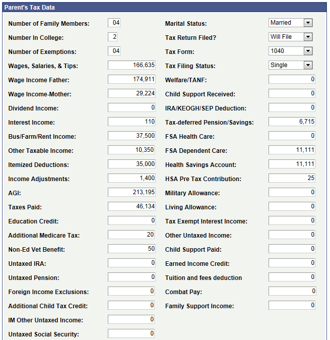 Consolidated Tax Data â€“ Institutional â€“ Parent (online) page (1 of 2)