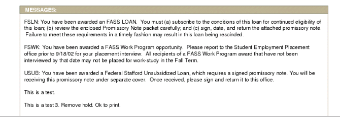 Financial Aid Notification (FAN) Letter, long version (6 of 6)