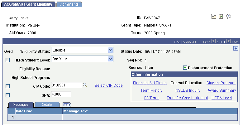 ACG/SMART Grant Eligibility page