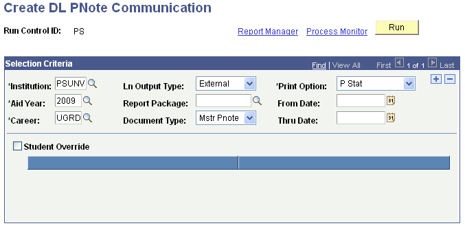 Create DL PNote Communication page