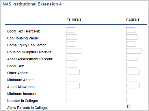 INAS (Institutional Need Analysis System) Institutional Extension 4 page