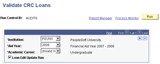 Validate CRC (Common Record CommonLine) Loans page