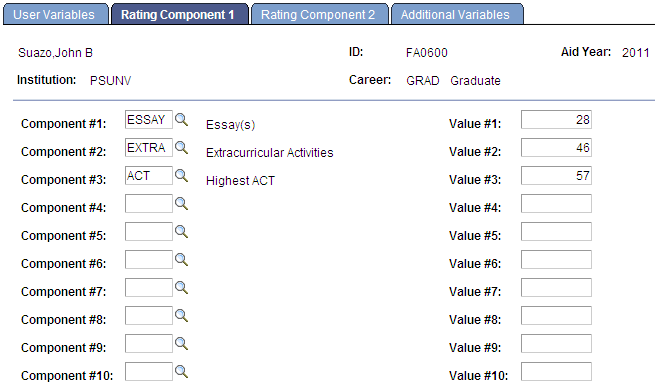 Rating Component 1 page