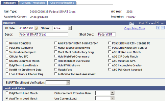 Indicators page