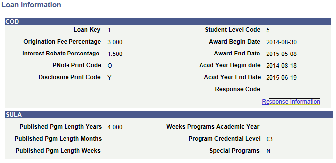 Loan Information page