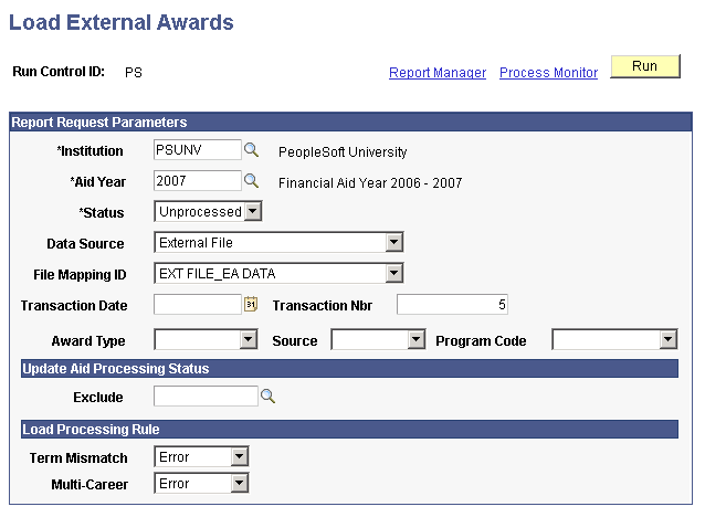 Load External Awards page