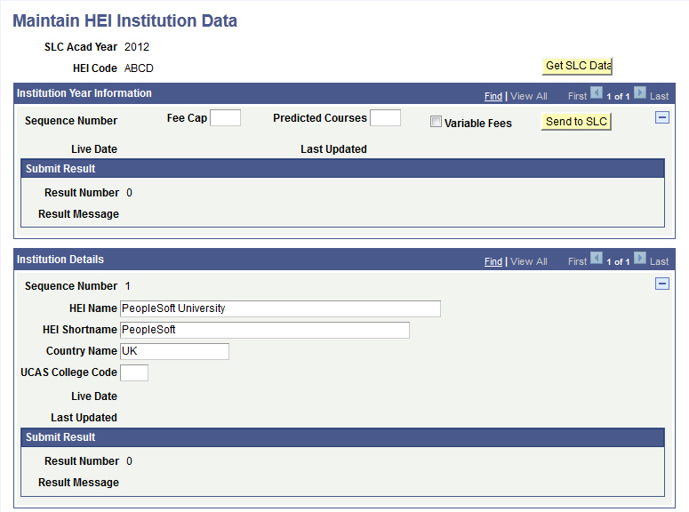 Maintain HEI Institution Data page