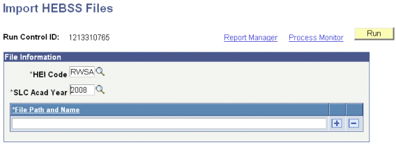 Import HEBSS Files page