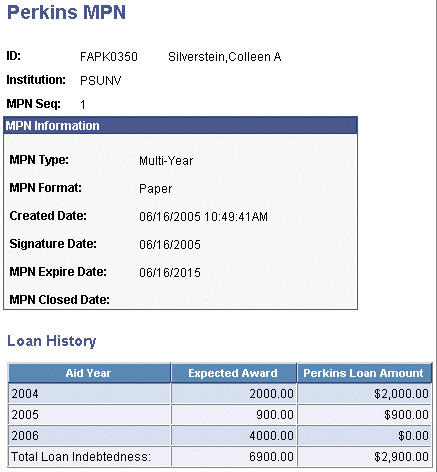 Perkins MPN (master promissory note) page (1 of 2)