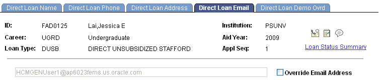 Direct Loan Email page