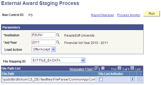 External Award Staging Process page