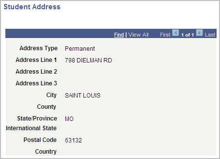 COD (Common Origination and Disbursement) Student Address page