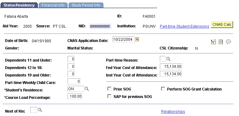 Status Residency page