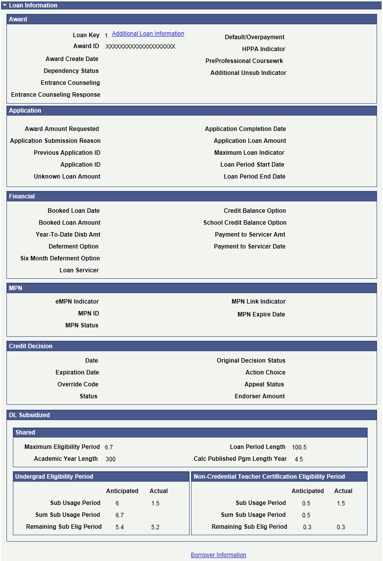 COD (Common Origination and Disbursement) Award page (2 of 3)