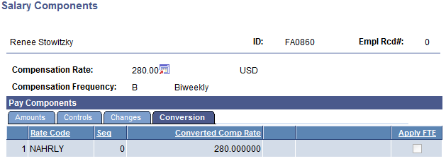 Salary Components page - Conversion tab