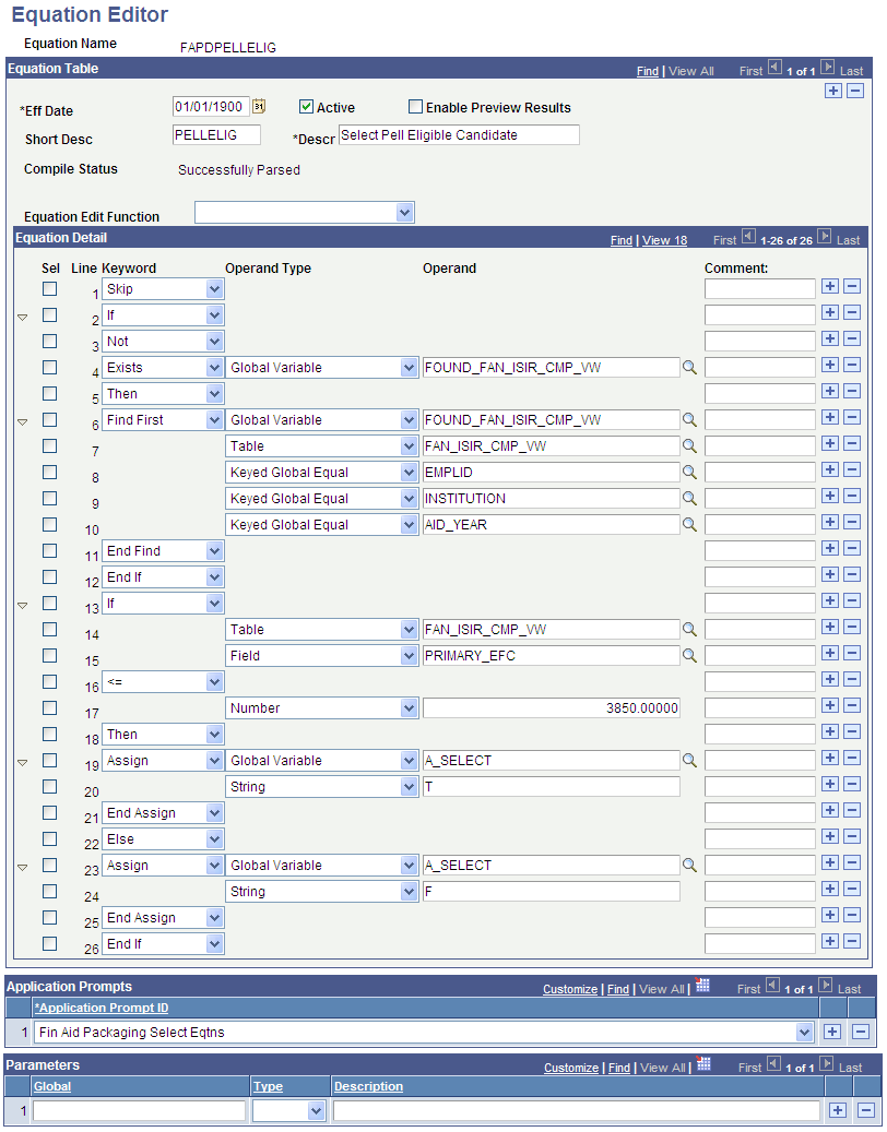 Equation Editor page, FAPDPELLELIG example