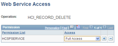 Example of Web Service Access page (HCM)