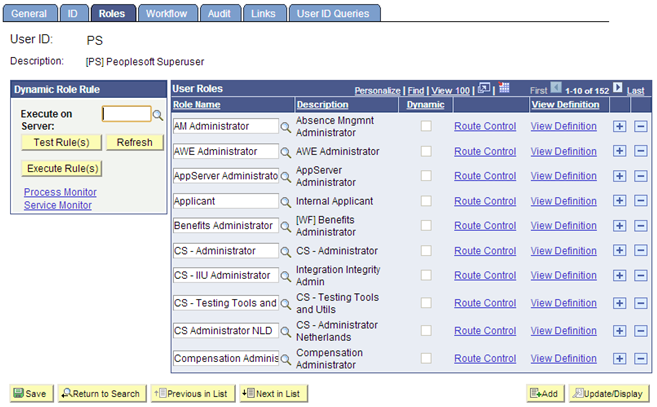 Example of Roles page