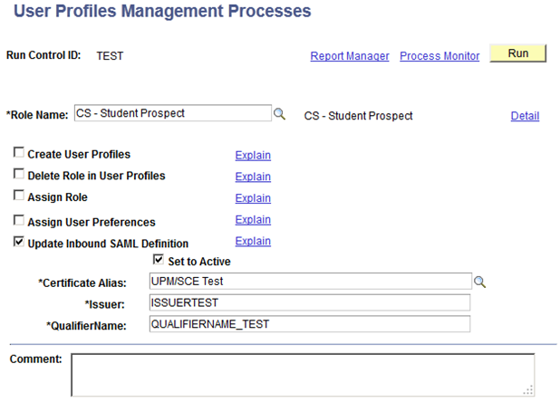 User Profiles Management Processes page