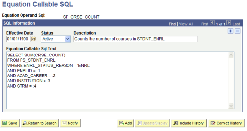Equation Callable SQL page