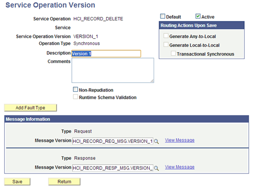 Example of Service Operation Version page (CS)