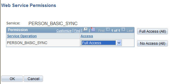 Web Service Permissions page PERSON_BASIC_SYNC