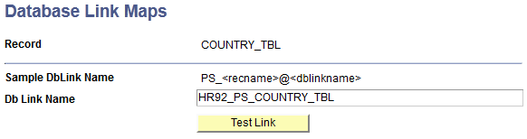 Database Link Maps page for SQL server