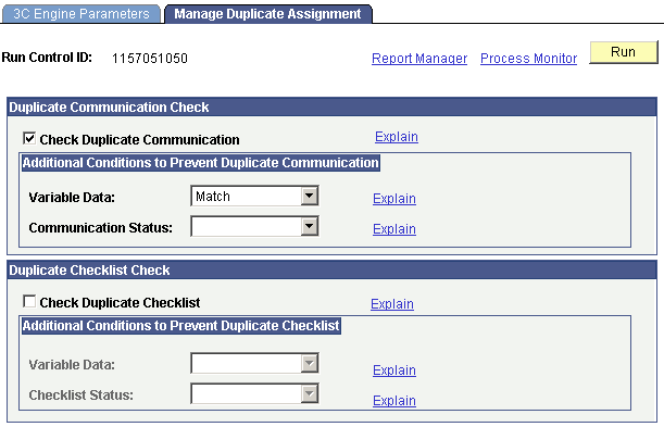 Manage Duplicate Assignment page