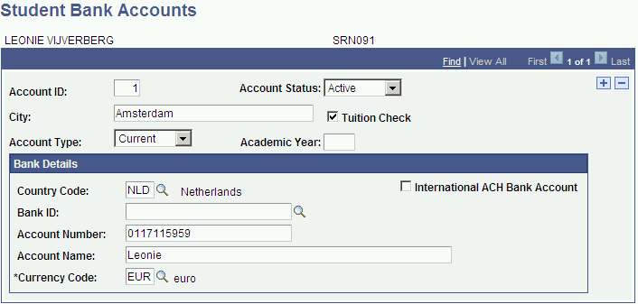 Student Bank Accounts page
