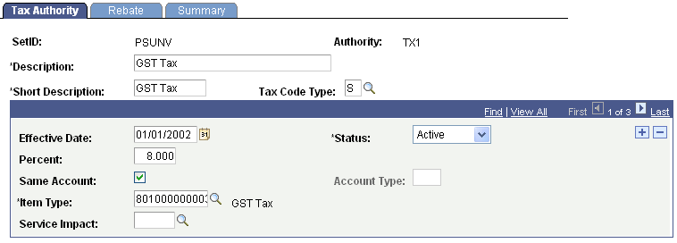 Tax Authority page