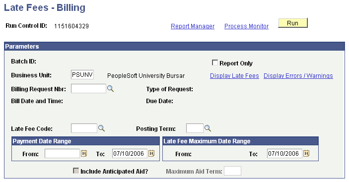 Late Fees - Billing page.