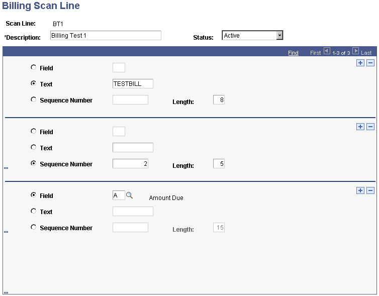 Billing Scan Line page