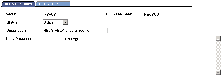 HECS Fee Codes page